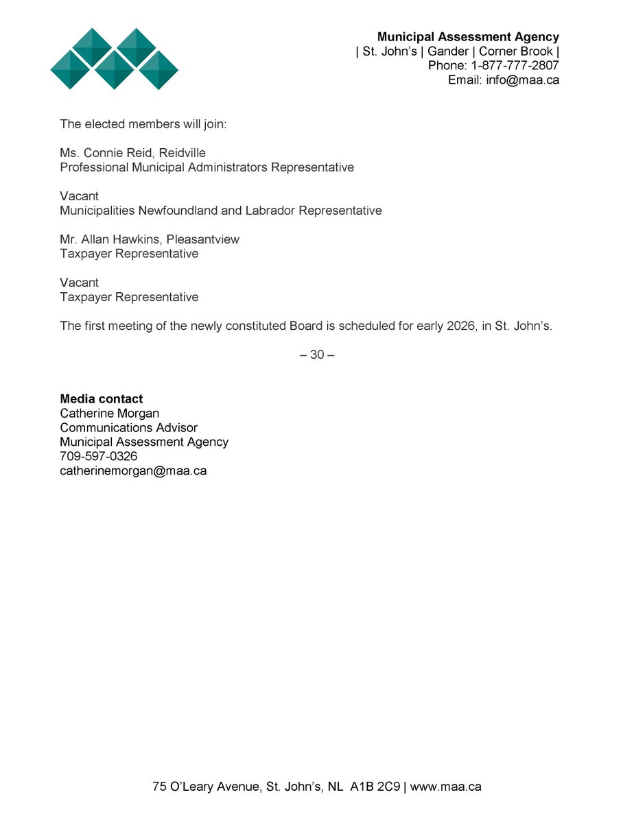 Municipal Assessment Agency (NL) tweet media