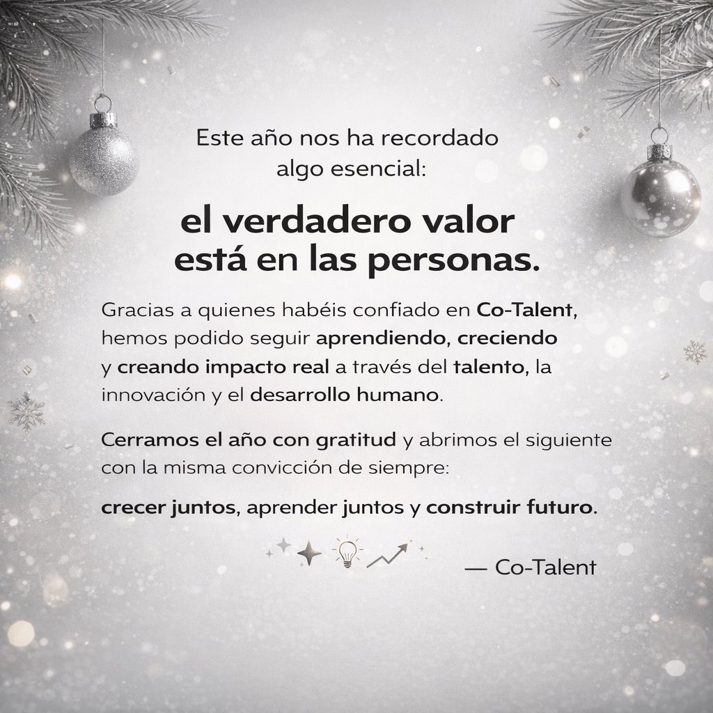 Co_talent_'s tweet image. No ha sido solo un año de proyectos, sino de personas.

Gracias por formar parte de este camino.
Seguimos. Juntos.

#cotalent #talento #personas #innovacon #formación