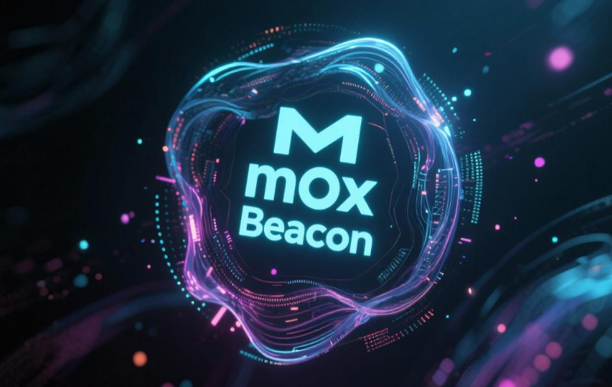 抽象而锋利的数字美学，构建了一个反抗性象征空间。中央的“m0x”符号如数据核心般燃烧，与上方散发脉冲的“Beacon”光塔形成能量共振。背景中流动的加密数据流与破碎的枷锁暗影交织，象征旧体系的失效。冷色调光影与粒子微光形成张力，传递出在算法深处不可被审查、不可被熄灭的思想之光。<a href="/linera_io/">Linera ⛓️</a>