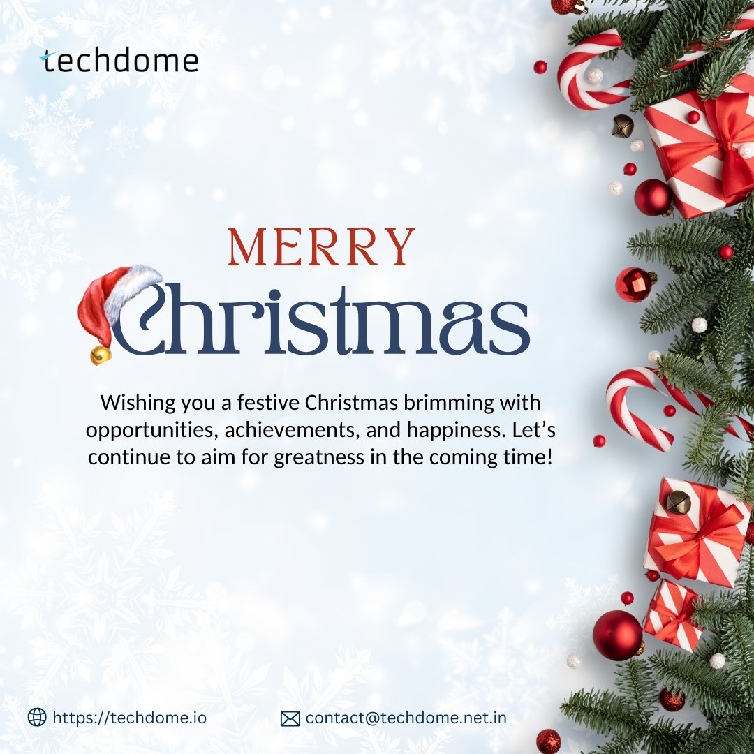 As #Christmas fills the air with warmth, wonder, and quiet moments of joy, #Techdome sends heartfelt wishes your way. 🎄
  
May your celebrations be wrapped in warmth, your days bright with hope, and your moments filled with peace and togetherness. 

Wishing you and your loved