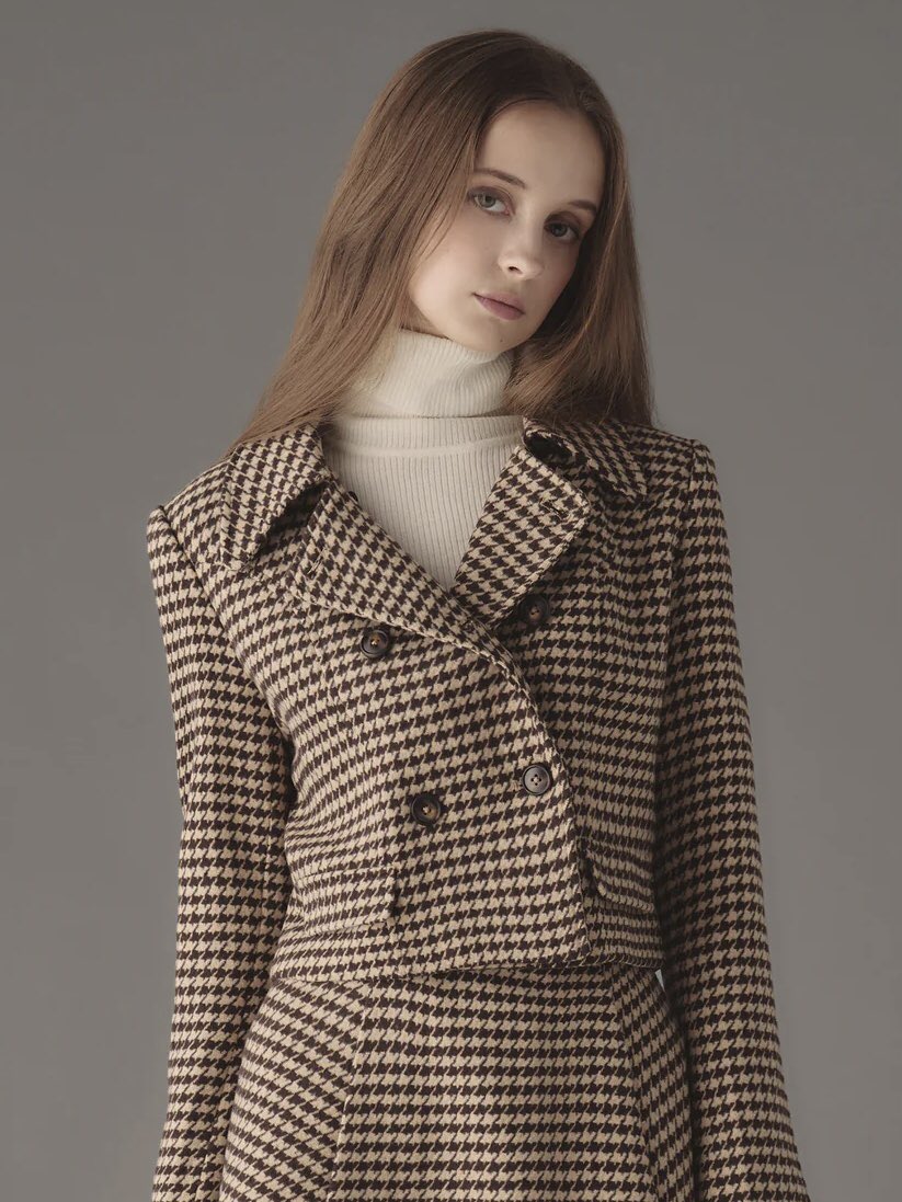 Houndstooth pattern jacket 》 小さめの千鳥柄がシーズンムードを高め