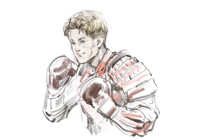 #1日1ラクガキ ボクシングと武士なんて、 どっちも大好きなものじゃないか! 堤麗斗選手頑張れー
