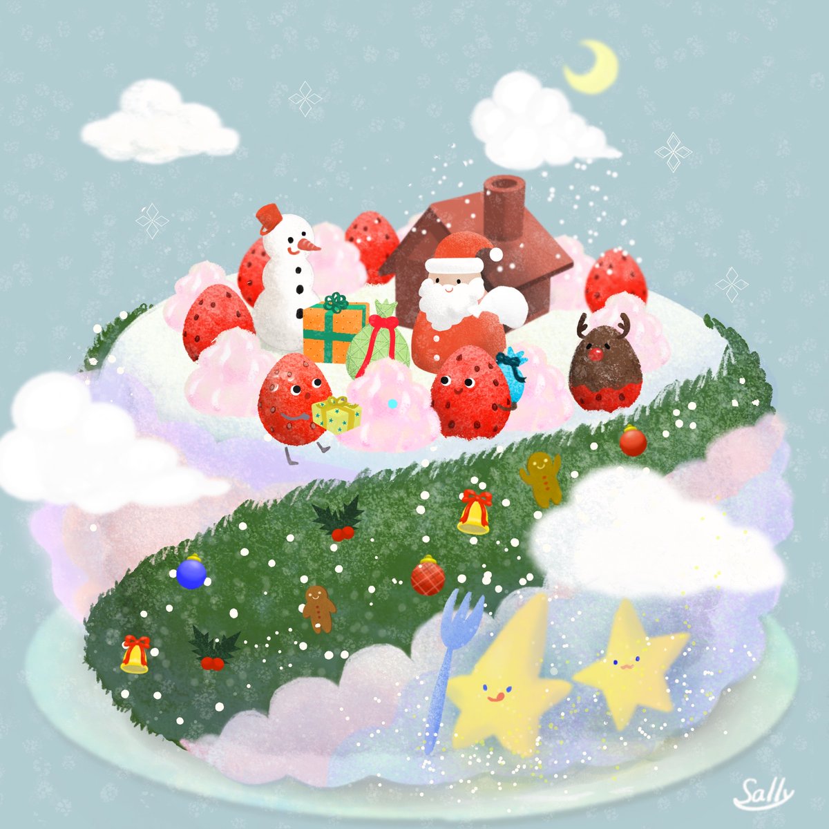 sally_works's tweet photo. Christmas Party　

今日はクリスマス・イブ
クリスマスケーキを描きました。
最近流行りのAIで動かしてみたら、AIらしさが出てるところがあって笑っちゃいましたが、かわいらしいのでそのままアップします。
よいクリスマスを🧑‍🎄🎄
#christmas
#chrismascake 
#クリスマスイブ
#クリスマスケーキ https://t.co/LUGnMENkMV