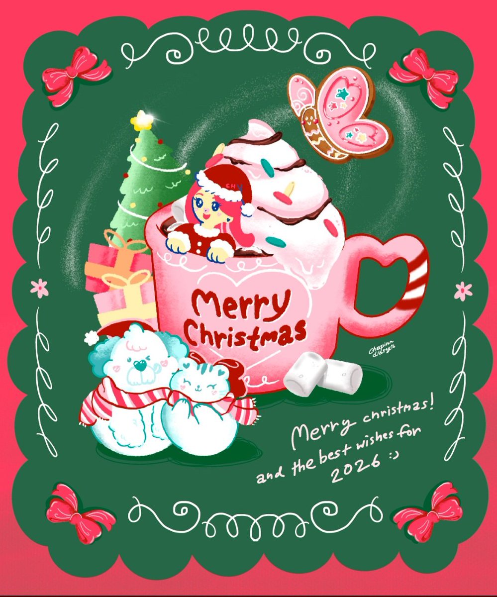 Merry christmas ! 🎄🌟✨️❤️💚
สุขสันต์วันคริสต์มาสทุกท่านนะคะ 
#ชะปิ่นวาดอะไรบ้าง #นักวาดภาพประกอบ #illustrationartists #illustration #procreateart