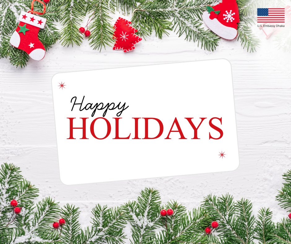 usembassydhaka's tweet image. Merry Christmas to one and all. The U.S. Embassy in Dhaka extends its warmest greetings and wishes you a joyful holiday season.