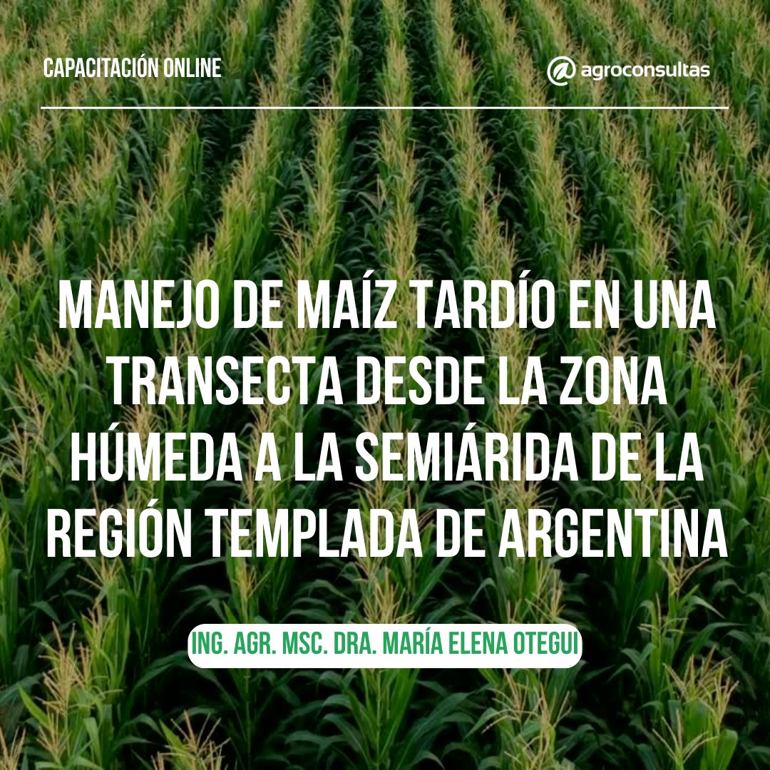 Información práctica y actualizada para tomar mejores decisiones 🌾🚀

🙋‍♂️ Ing. Agr. MSc. Dra. María Elena Otegui
🌽 Conocimientos y herramientas para tomar decisiones estratégicas y optimizar la producción de maíz en un entorno agrícola desafiante

👉🏻 agroconsultas.online/7ckFq2