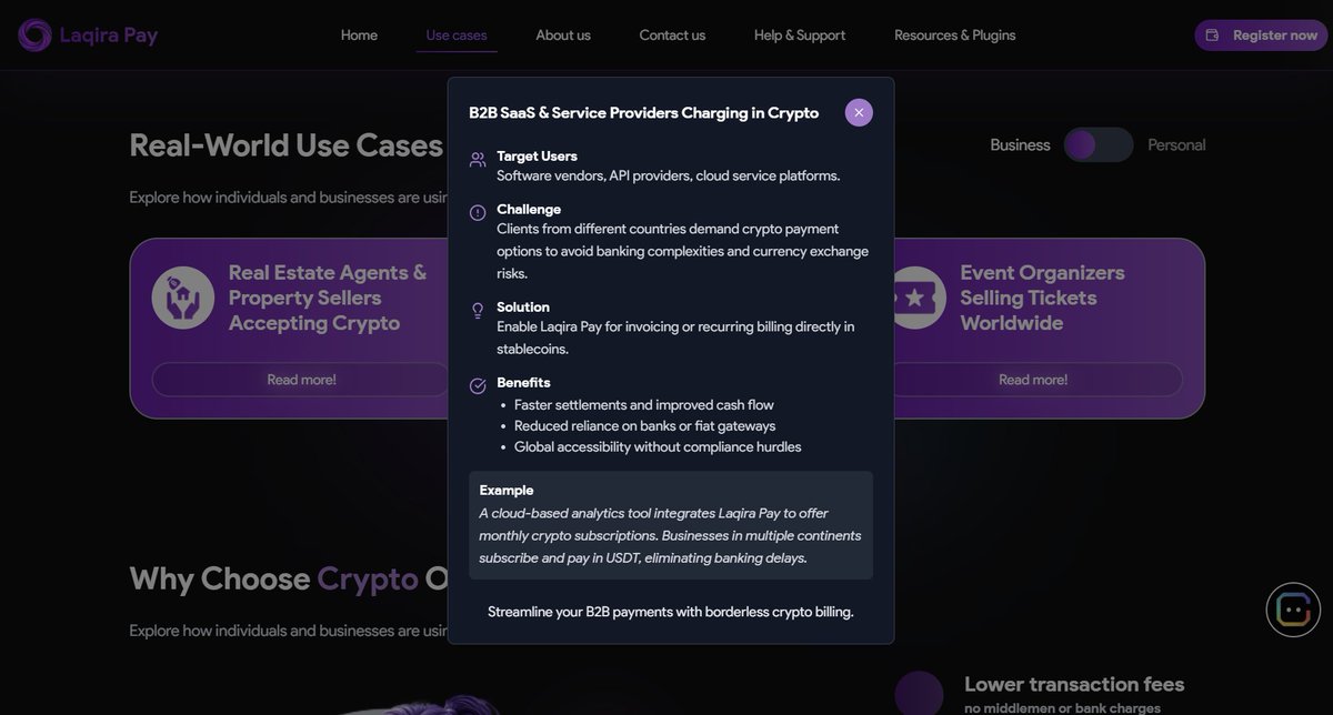 💼 LaqiraPay: B2B SaaS &amp; Service Providers Charging in Crypto
A New Standard for Global Billing

Modern B2B SaaS companies operate globally by default but their payment infrastructure is still stuck in legacy systems.

Banking rails were never built for:
❌ Global SaaS