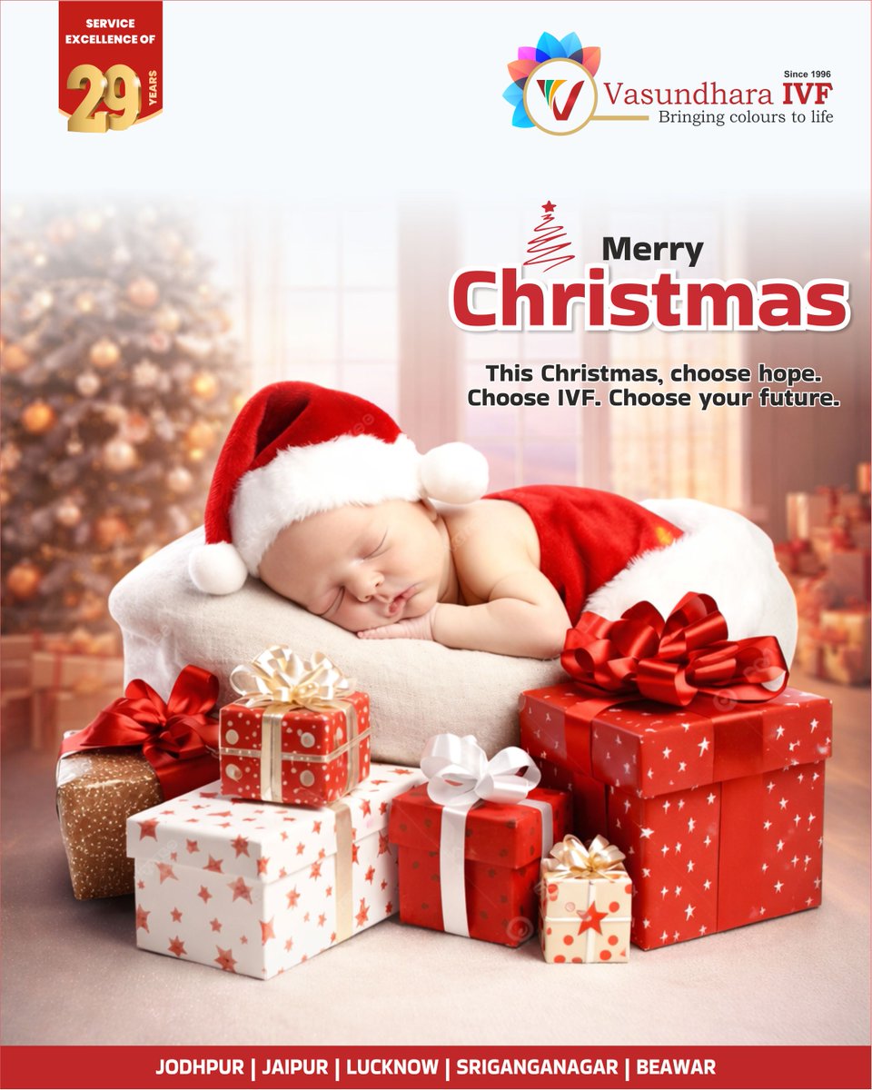 IvfVasundhara's tweet photo. This #Christmas let hope rest in your heart At #VasundharaIVF every dream of parenthood matters guided with care trust and expertise Choose hope choose IVF and welcome new beginnings #MerryChristmas from the Vasundhara IVF family Because miracles do happen https://t.co/dUtGDyI7tU