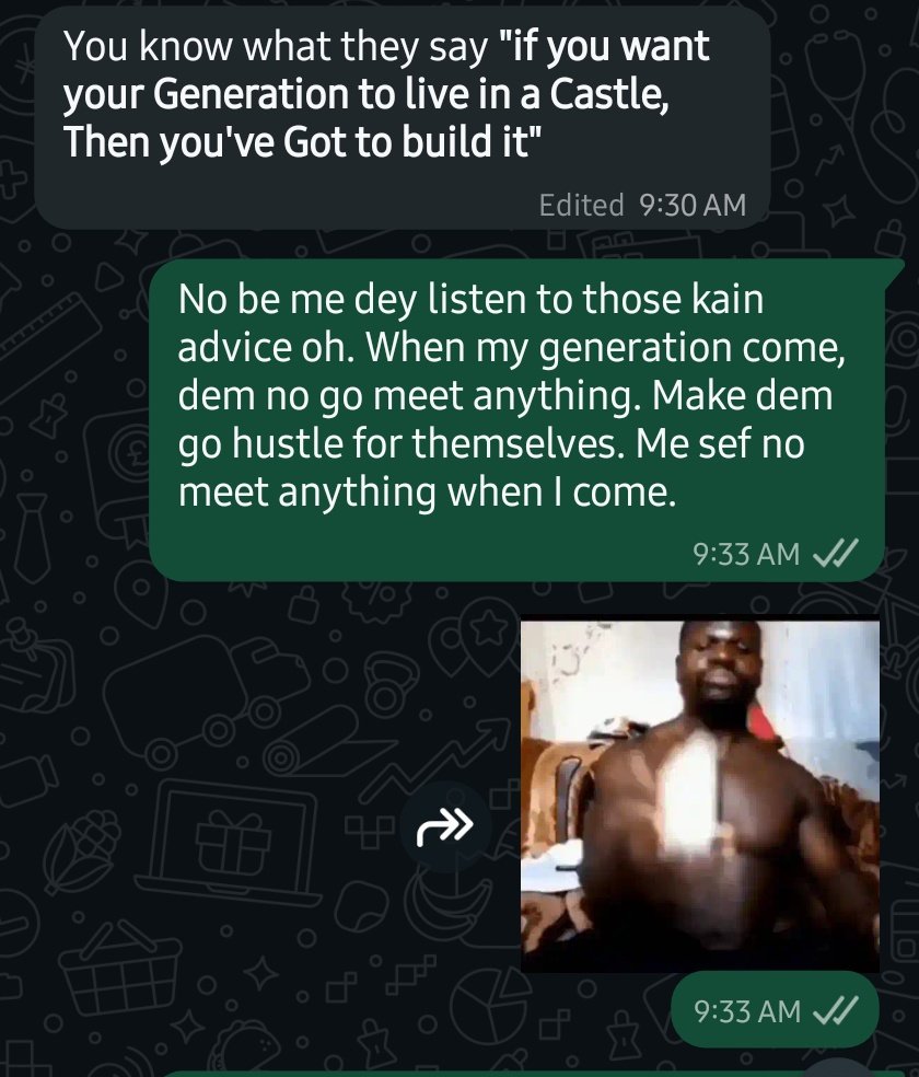 visuallymav's tweet image. "But na you born me, papa." Eh hen? And then?

Dey play. All man for himself! Make everybody hustle for themselves.