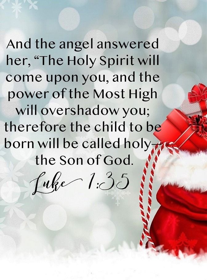 Good morning, friends!  
Merry Christmas Eve! 

As I sit here this quiet December morning with my coffee, reflecting on the anticipation of tomorrow, Luke 1:35 feels especially alive in my heart:

"And the angel answered her, 'The Holy Spirit will come upon you, and the power of