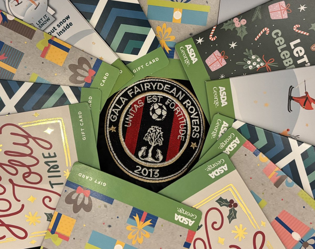 GFRTrust's tweet photo. The Gala Fairydean Rovers FC Community Trust are once again proud to support the fantastic work of the Galashiels Foodbank by donating £180 worth of food vouchers and gift cards to help support families over the festive period. ⚫️🔴⚽️❤️🎄 https://t.co/huOJldN6RP