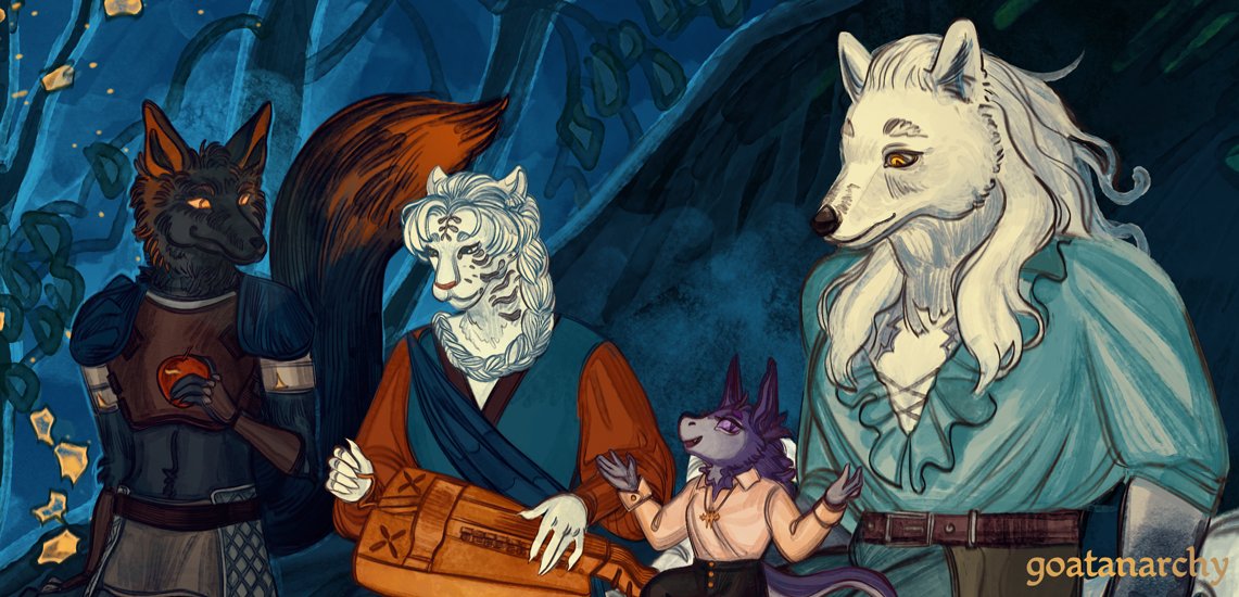 goatanarchy69's tweet photo. A d&amp;d party commission I finished a while ago.~  I don't usually  draw this many characters in one commission but I have a very soft spot  for anthropomorphic characters. 🥰 #dndart https://t.co/YH9lIJ3gW0