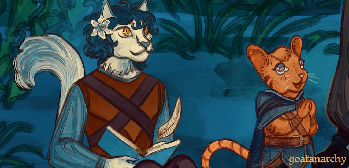 goatanarchy69's tweet photo. A d&amp;d party commission I finished a while ago.~  I don't usually  draw this many characters in one commission but I have a very soft spot  for anthropomorphic characters. 🥰 #dndart https://t.co/YH9lIJ3gW0