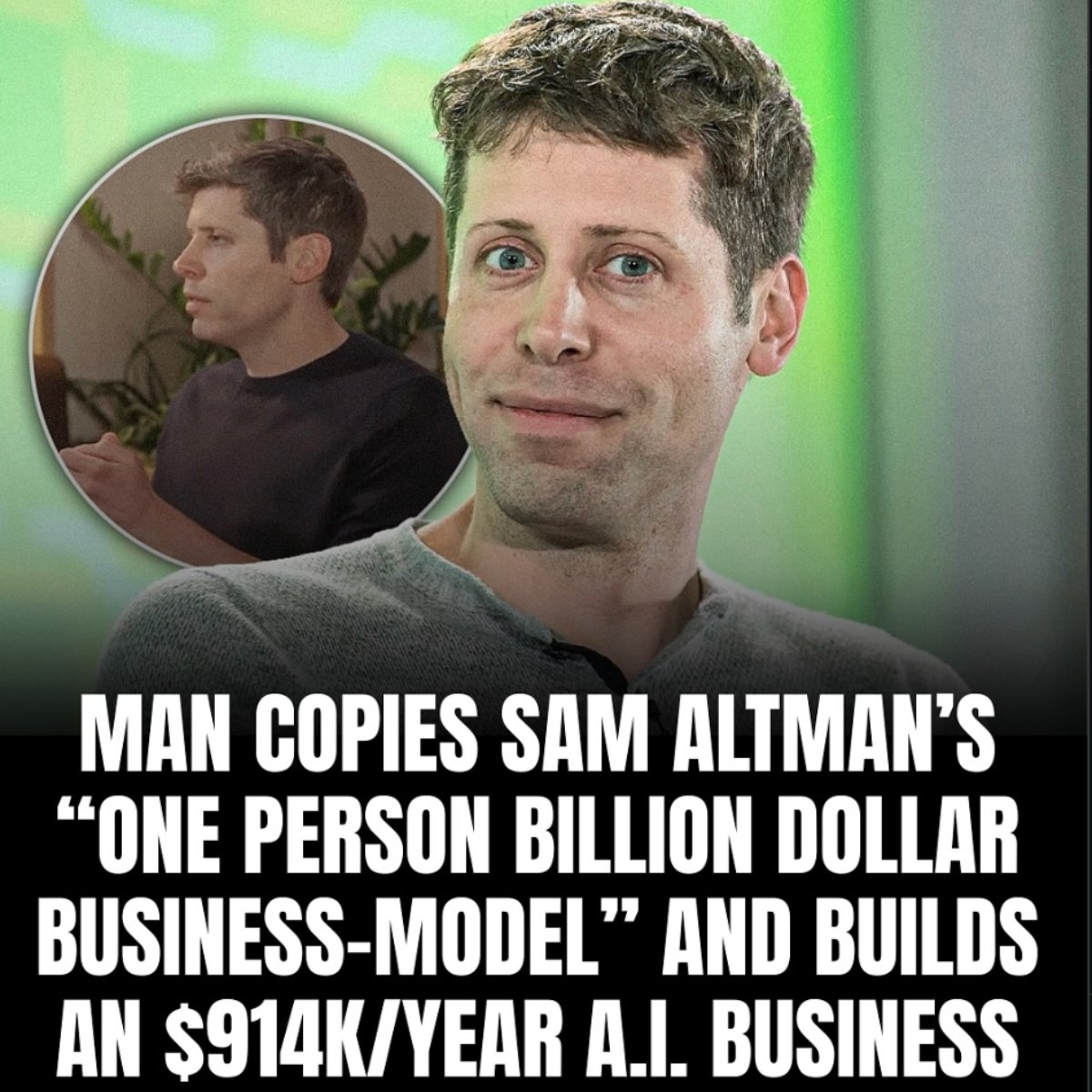 erichustls's tweet image. Sam Altman once said:

“With AI, you could soon start a one-person billion-dollar company.”

So I decided to give it a shot…

&amp;amp; made $914k in one year.

Here’s exactly how: