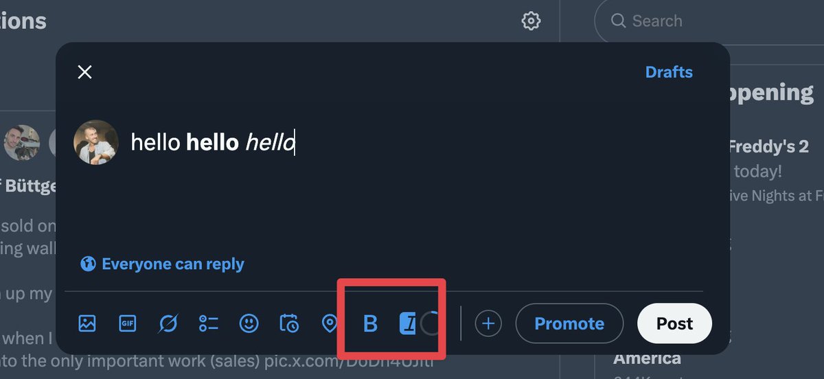 now you can bold/italicize tweets? nice