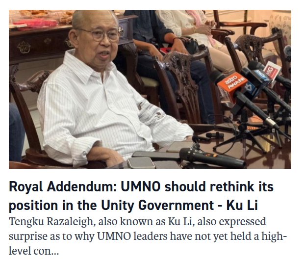 jameschin110's tweet image. 🤣🤣🤣 Not trying to say KuLi is losing his marbles, but the reality is that if UMNO/BN goes, PAS or even Bersatu can join the Unity Government.  I don't think DSAI is too worried about UMNO's call to quit the government.
What do you think?
#Malaysia #NajibRazak #UMNO
