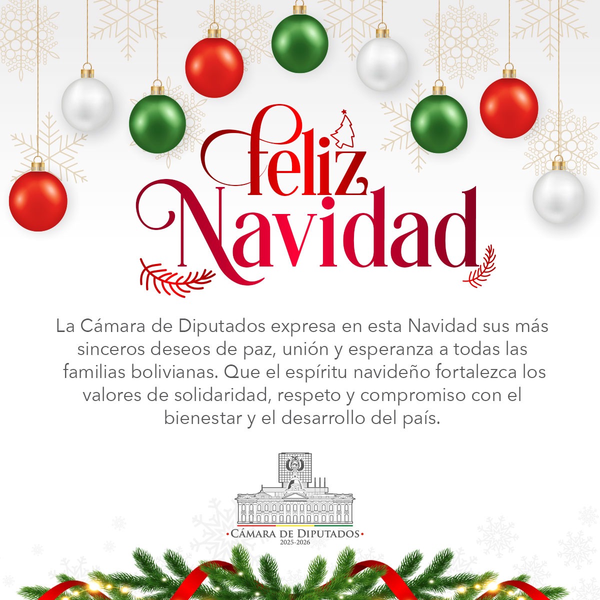La Cámara de Diputados comparte el espíritu navideño, fortaleciendo la unidad, la esperanza y el compromiso institucional. ✨🎄

#Navidad2025
#CámaraDeDiputados
#Legislatura2025_2026
#CompromisoConElPaís