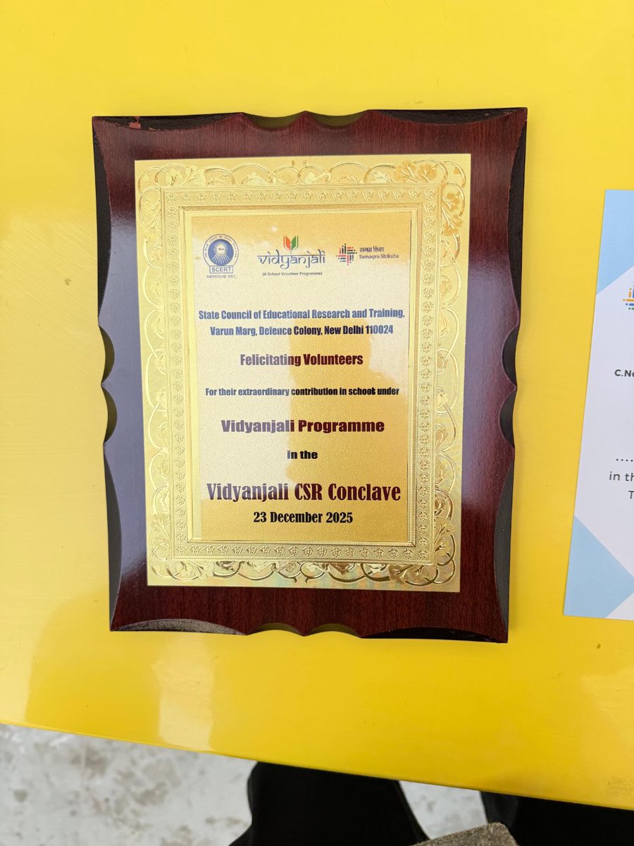 Congratulations to the Vice Educational Society!
Your dedication as a CSR #Volunteer, conducting the highest number of activities at the State level, is truly commendable. The well deserved accolades received during the #Vidyanjali CSR Conclave organized by <a href="/SCERT2021/">SCERT Delhi</a>.