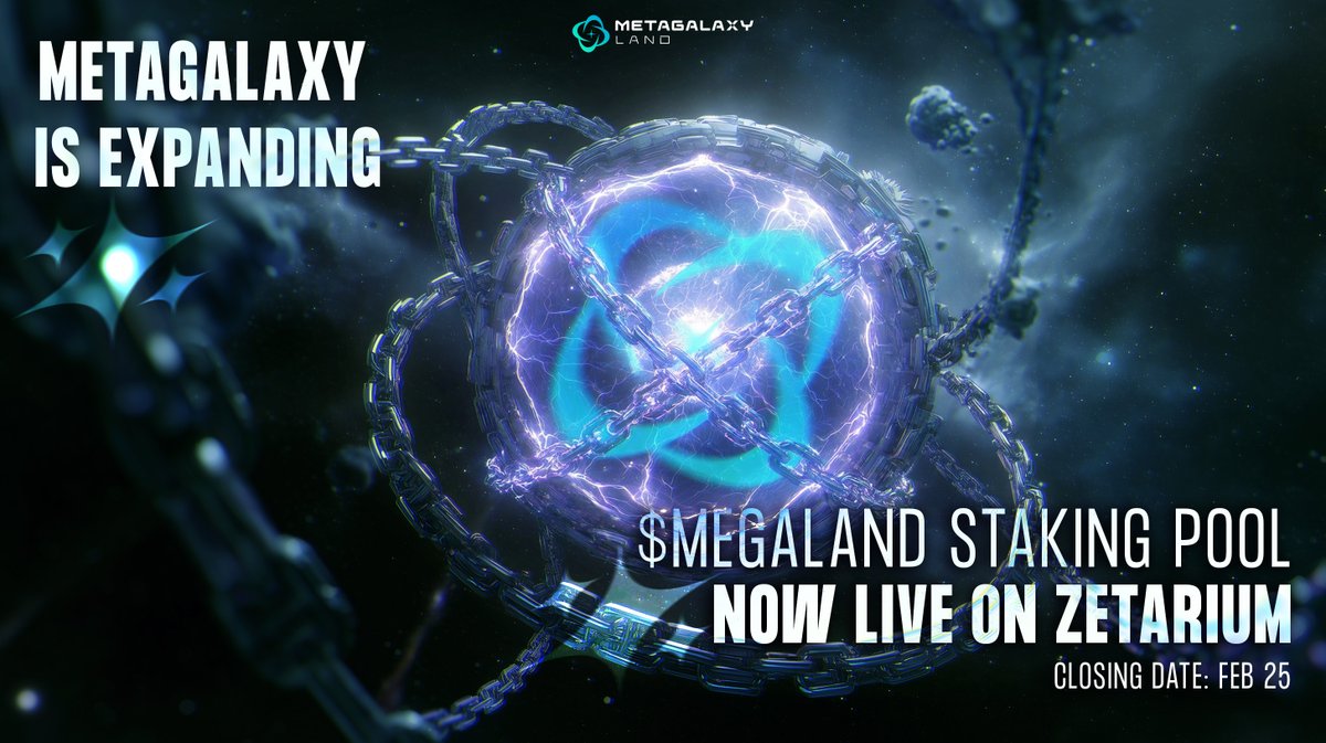 MetaGalaxy Land is opening its staking pool on <a href="/Zetarium_/">Zetarium</a> .

⛓️ zetarium.world/staking/pools/… 

This is your chance to lock in early and align with the universe as it expands.
🔐 Lock your $MEGALAND
🪐 Strengthen your position in the ecosystem
⚡ Be part of what’s coming next
⏳ Pool