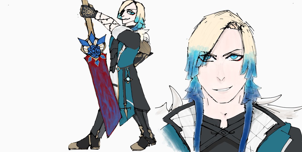 Kisi_Mihyoichi's tweet photo. DAY 6: Video games (Genshin Impact)  

Horrendously and entirely, self-indulgent.
 Varka? Varka resembles Kaiser? 
So...Varkaiser?  

Read Right to Left!
#KaiserWeek2025 https://t.co/Vcq6e0sqdp