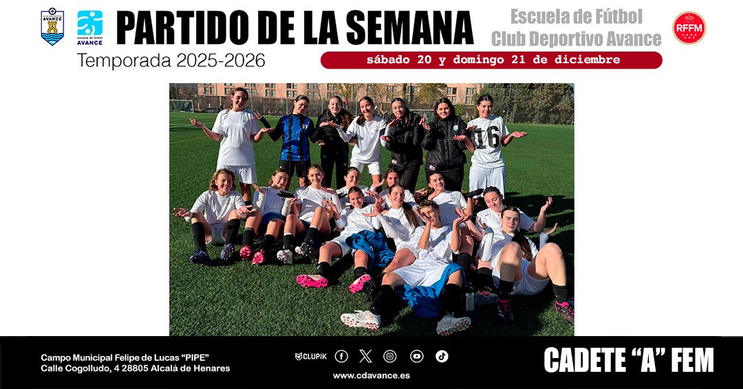 cdavance's tweet image. Cadete Femenino "A" 7 - 2 UD Tres Cantos

Contundente Victoria de nuestras chicas en el Felipe de Lucas.

Días antes nos dejaron su felicitación navideña.
⭐️🎁🔔🕯️🎄☃️

#somosdelavance
