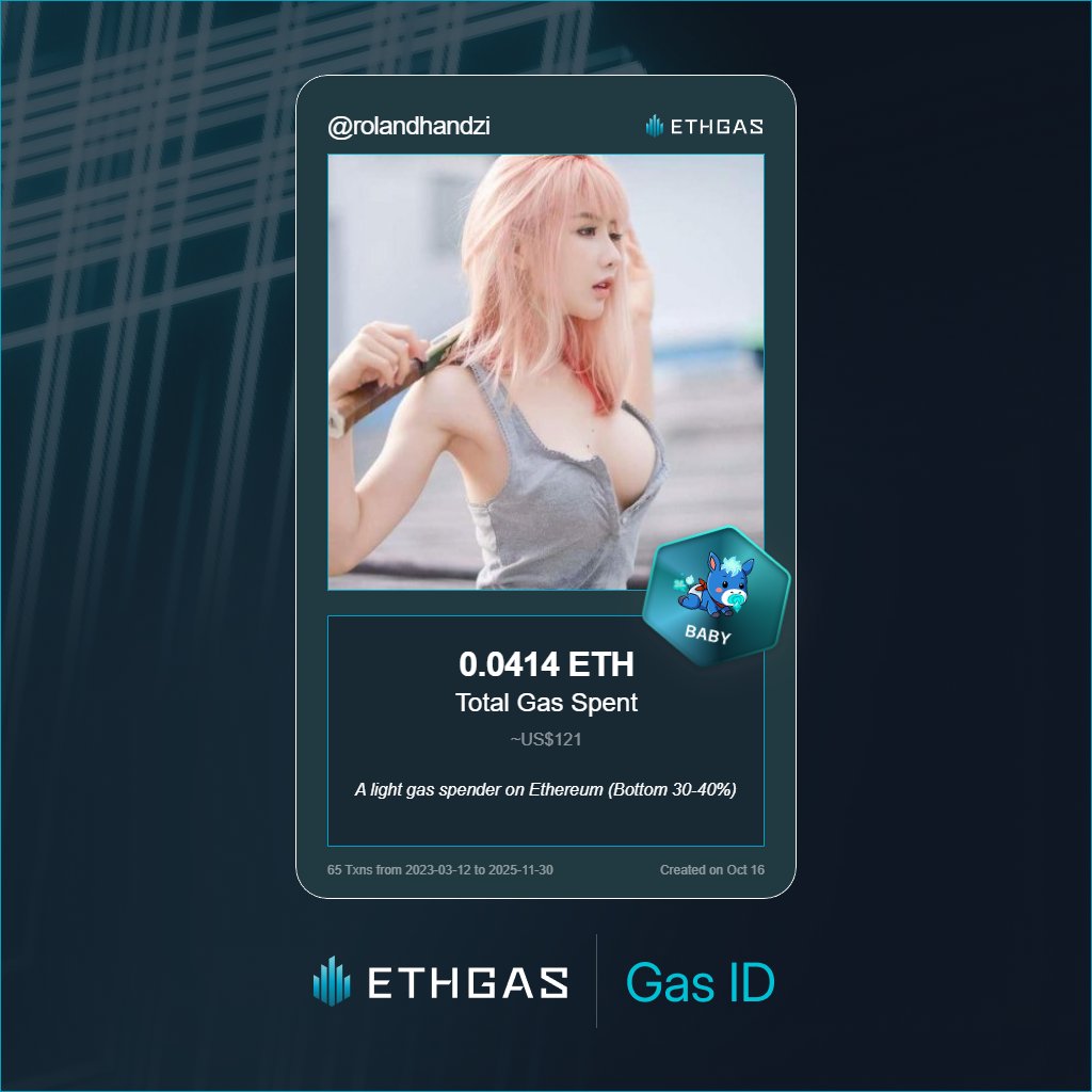 rolandhandzi's tweet photo. Just unlocked my Gas ID via ETHGas 🪪

Summoning my favourite protocols @Uniswap, @aave, @opensea to join the movement!. @YOM_Official .

Learn more: https://t.co/mNoAs9HMNA . 
https://t.co/W9wHDbQftg

Reveal yours at https://t.co/gldTcSIjaU https://t.co/H18gyYJtU4