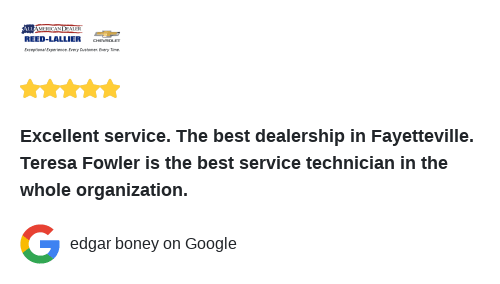 ReedLallierChev's tweet photo. We just received a great review on Google. Thank you edgar boney! https://t.co/6kCIYZbet3