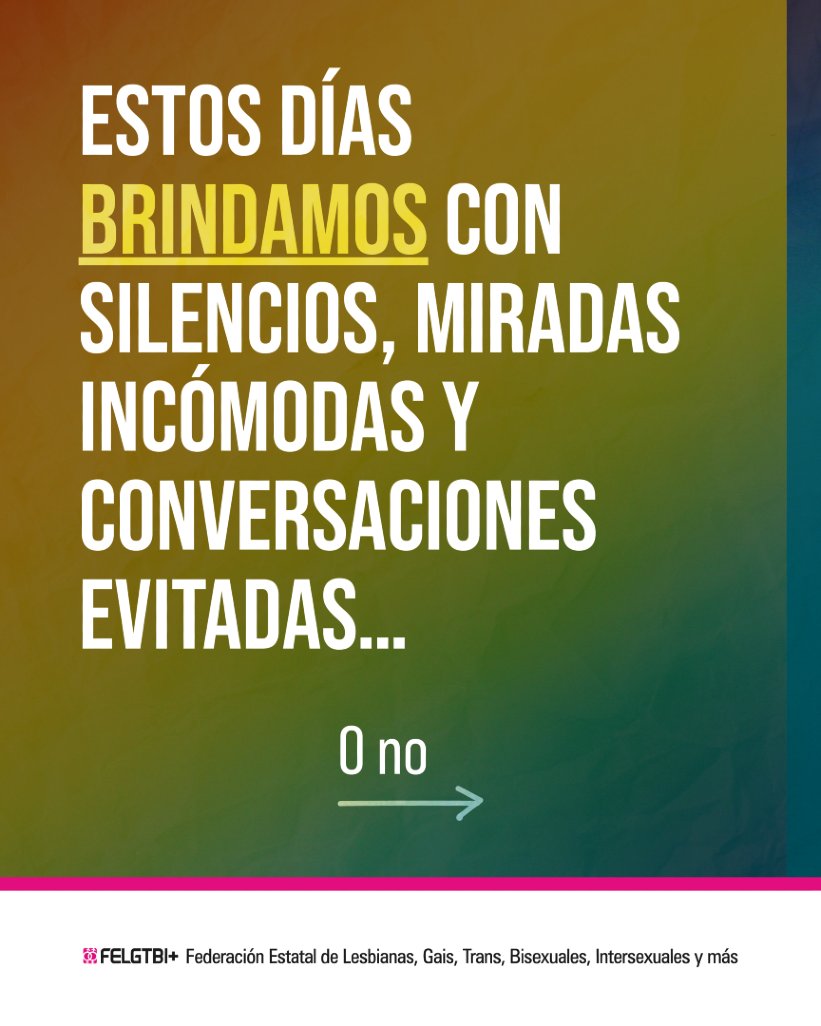FELGTBI's tweet image. Esta Navidad muchas familias evitarán temas “para no discutir”. 

🌈Pero no siempre hablamos de política: hablamos de nuestros derechos y nuestras vidas.
 
💜Brindemos por empatía, dignidad e igualdad. Porque todas las vidas importan.

FELICES FIESTAS✨