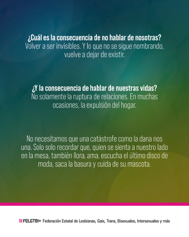 FELGTBI's tweet image. Esta Navidad muchas familias evitarán temas “para no discutir”. 

🌈Pero no siempre hablamos de política: hablamos de nuestros derechos y nuestras vidas.
 
💜Brindemos por empatía, dignidad e igualdad. Porque todas las vidas importan.

FELICES FIESTAS✨