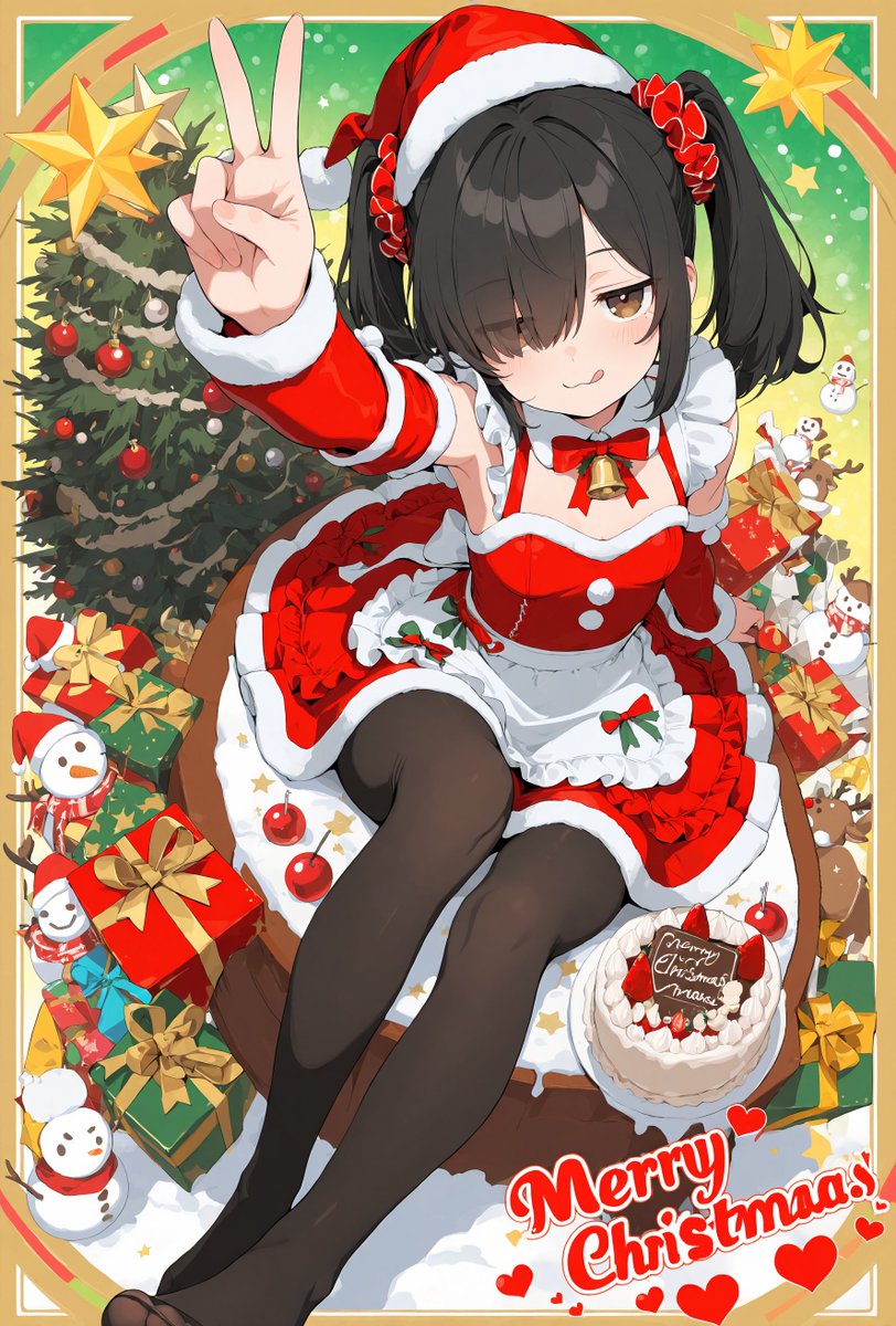 pompomn_ai's tweet image. 今日も１日、お疲れ様でした～！\(｡˃ ᵕ ˂ )/⭐

🎄🎂『Merry Christmas !!』🎅❄️

クリスマスイブの夜がやってきましたねっ！🎉 
思う存分、楽しもぉ～！メリークリスマス～！✨