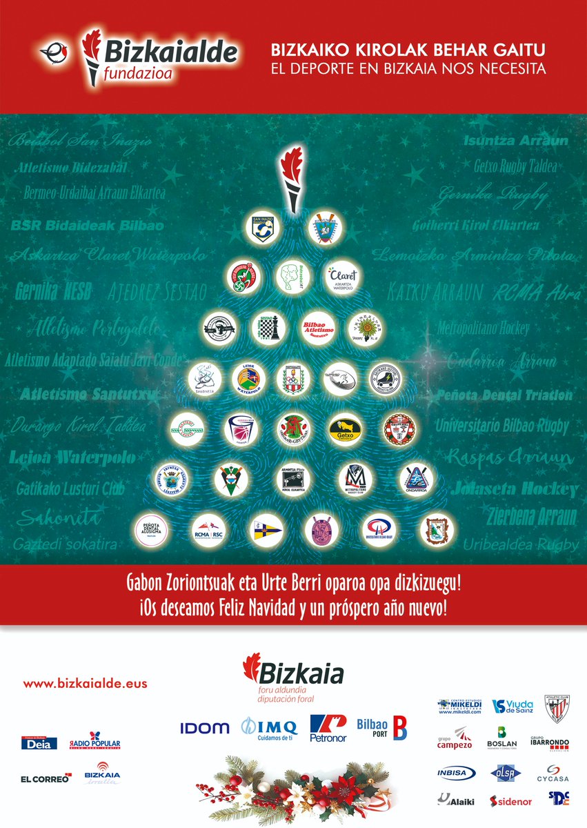 bizkaialde's tweet photo. Bizkaialde Fundaziotik Gabon zoriontsuak eta arrakasta handiko urte berria opa dizuegu. Eskerrik asko kirola eta bere balioak elkarrekin sustatzen jarraitzeagatik.🎄 https://t.co/kh1tPXrRAx