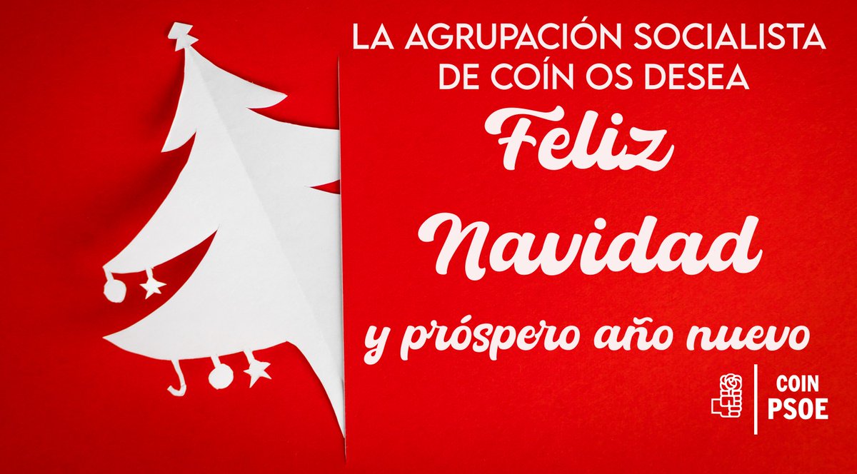 PSOECoin's tweet photo. 🎄 Desde el PSOE de #Coín queremos desear una Feliz Navidad y un Próspero Año Nuevo.

🌟 Que estas fechas estén llenas de esperanza, solidaridad y unión.

♥️ Y que el 2026 venga cargado de oportunidades, justicia social y progreso para Coín.

✨Felices fiestas ✨ https://t.co/eylZhzJKLx
