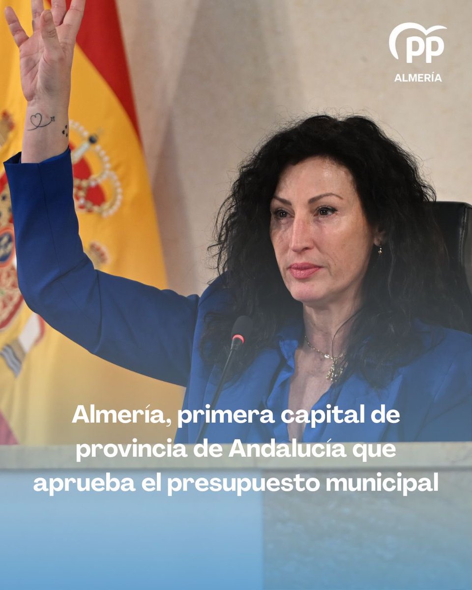 🔝 Almería es la primera capital de Andalucía en aprobar su presupuesto municipal para 2026.

ℹ️ Unas cuentas que alcanzan los 297,7 millones, el más alto de la historia, para seguir transformando la ciudad.

¡Seguimos trabajando por una Almería mejor cada día!