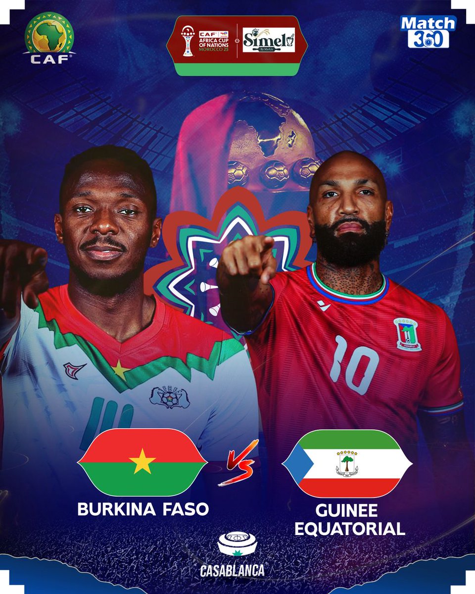 Match360TV's tweet photo. 12h30 – Burkina Faso vs Guinée Équatoriale (Groupe E)
Le Burkina Faso affronte la Guinée Équatoriale pour bien démarrer dans le groupe E.
#CAN #CAN2025 #GroupeE #BurkinaFaso #GuineeEquatoriale https://t.co/XbyiYfNSmQ