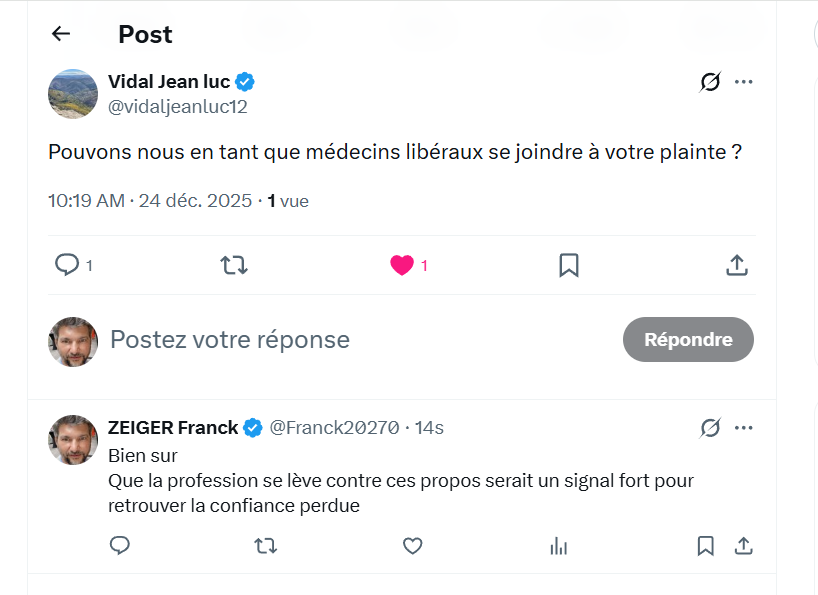 Que la profession se lève contre ces propos serait un signal fort pour retrouver la confiance perdue.
Mes chers confrères, mes chères consœurs vous en avez l'occasion
Pensez aux grèves de janvier ...