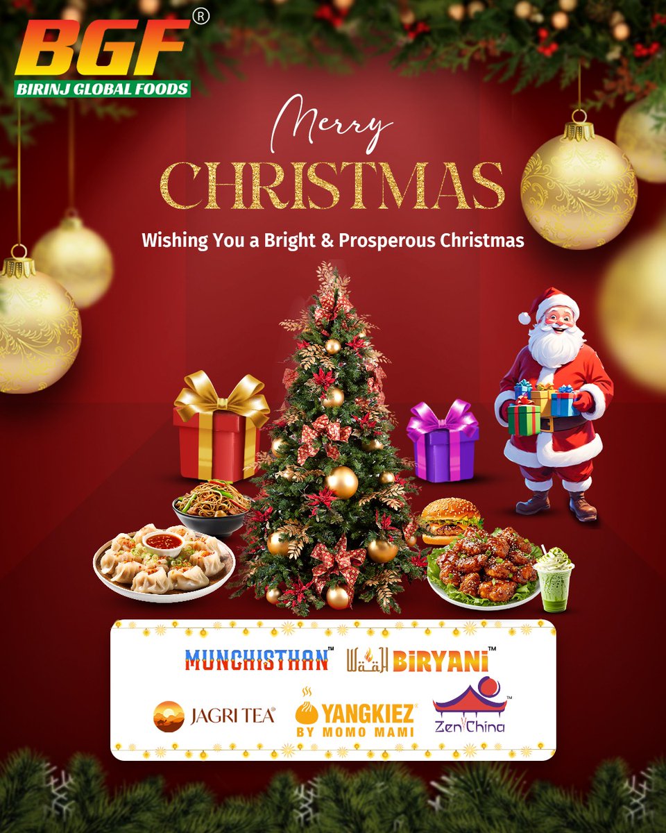 BirinjGlobal's tweet photo. Wishing you a Christmas filled with joy, warmth, and delicious moments. May this festive season bring happiness to your table and prosperity to the year ahead.

#BirinjGlobalFoods #Munchisthan #WaahBiryani #JagriTea #Yangkiez #ZenChina #MerryChristmas #SeasonOfJoy https://t.co/ThwThgoJub