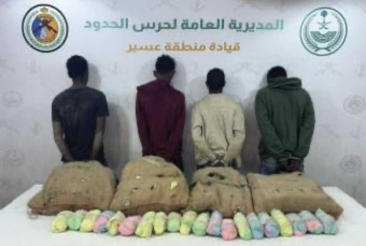 حرس الحدود:

القبض على 4 مخالفين من الجنسية الإثيوبية في عسير ؛ لتهريبهم 60 كغم من نبات القات المخدر.