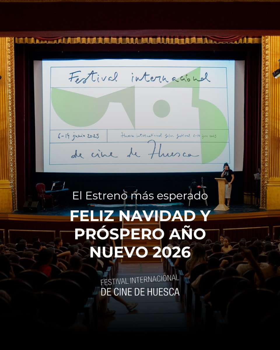 Desde el Festival Internacional de Cine de Huesca os deseamos una Navidad 🎄 llena de inspiración y un 2026 repleto cine. 🎬

Gracias por acompañarnos, una vez más, en esta gran historia que seguimos escribiendo juntos.

#HIFF #FestivaldeCine #HuescaDeCine