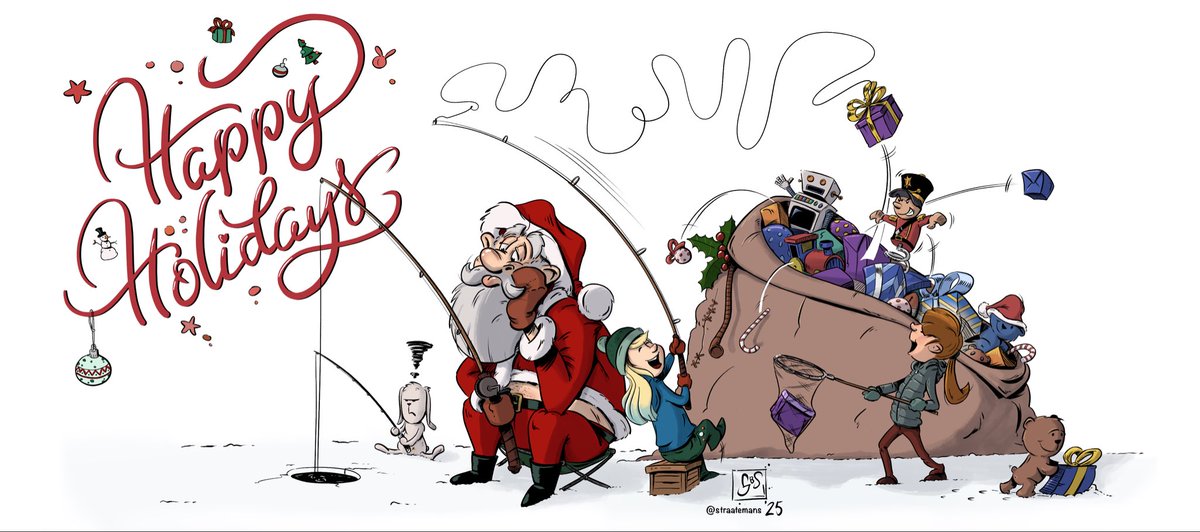 Happy holidays, everyone!

Every year my daughters and I design it together — they demand to be on it, but veto anything too sugary.

So we spend all Summer scheming ways they can get every single present from Santa themselves. Classic.


#cartoon #comic #familytime #christmas