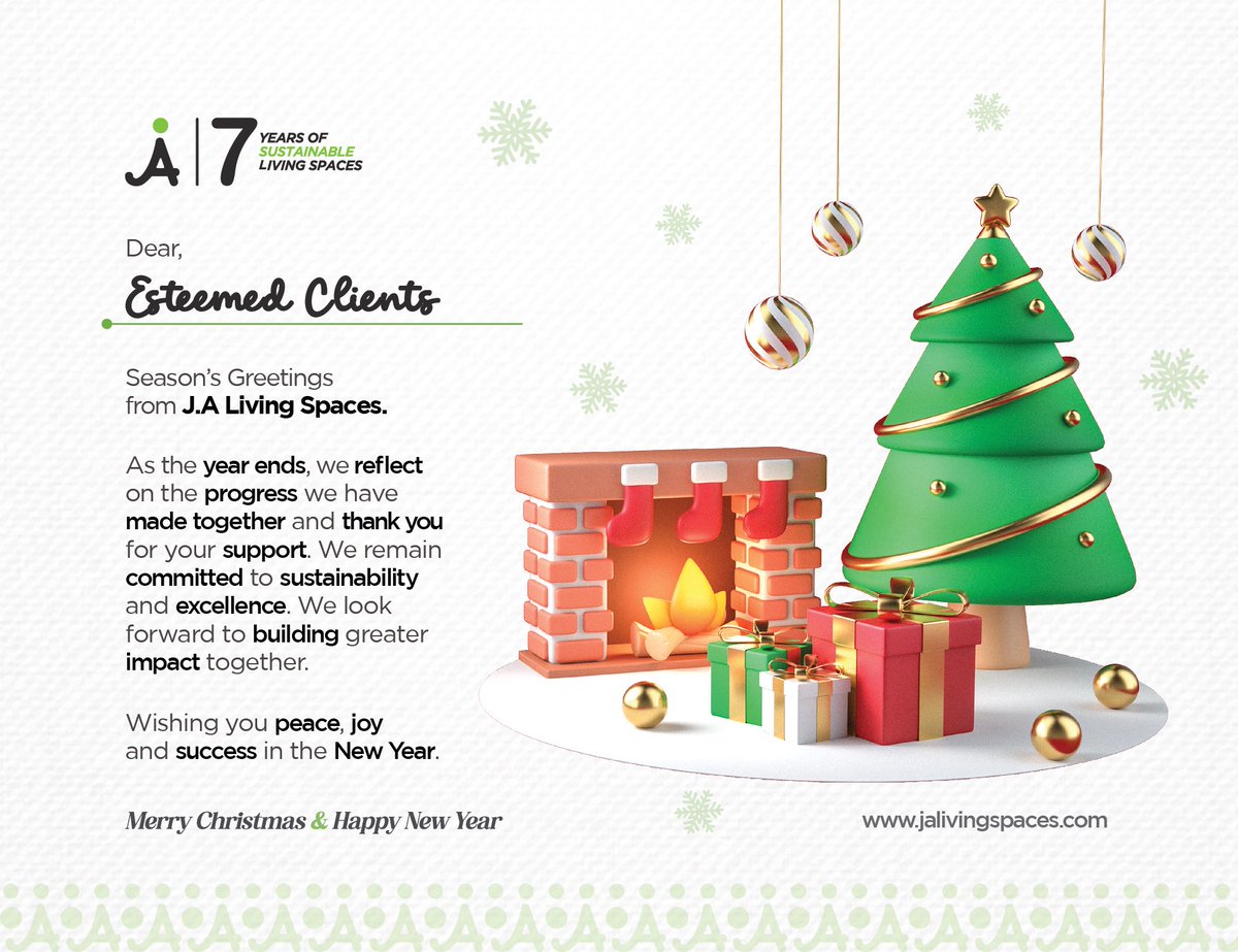 JALivingSpaces's tweet photo. From us to you,
Thank you☘️
Wishing you warmth and joy this season.
#MerryChristmas
#JALS
#SustainabilityNow https://t.co/NNlsFmkE0B