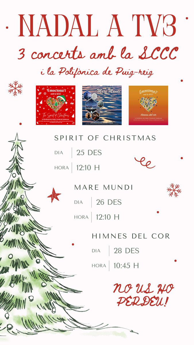 No us perdeu els tres concerts de la <a href="/SCCCat/">SCCC de Catalunya</a> a <a href="/som3cat/">3Cat</a> aquestes Festes… son preciosos 🎼🫶🎄