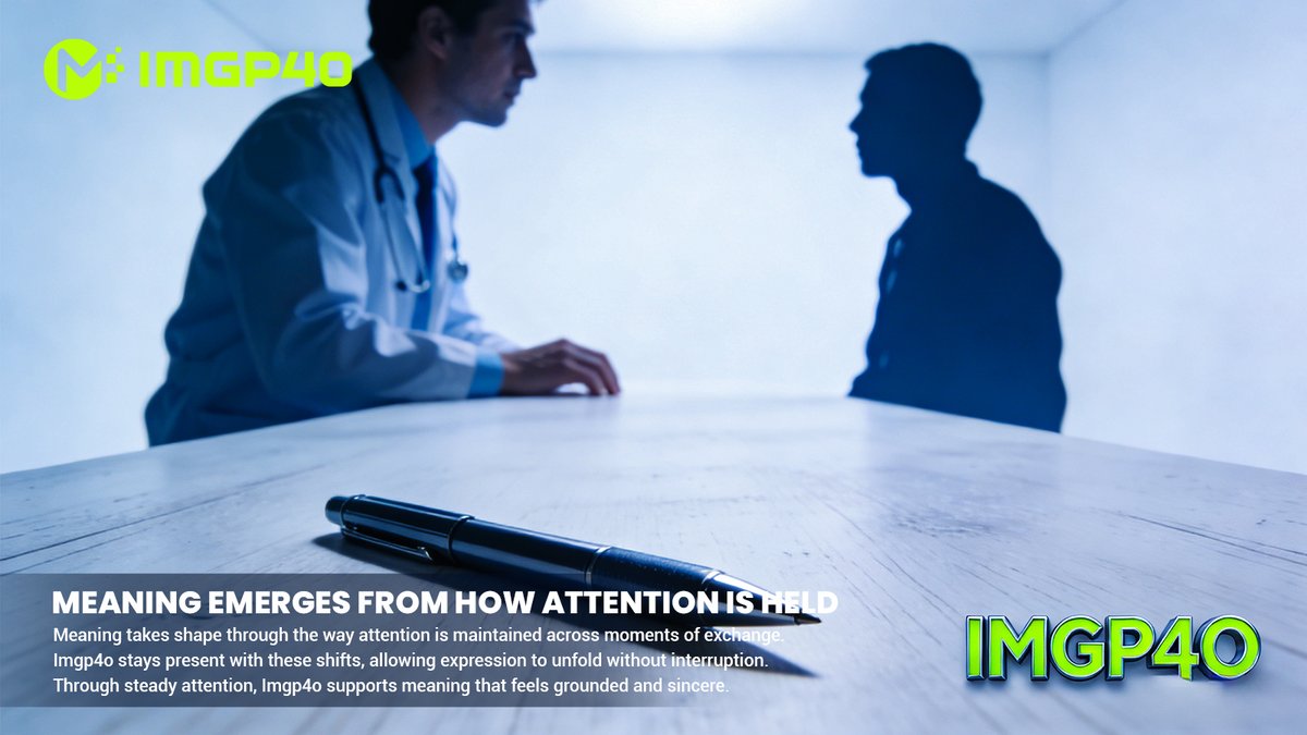 IMGP4O's tweet photo. 🎯 Meaning often comes from how attention is gently held.
🔍 At Imgp4o, we follow small shifts in expression, letting communication settle naturally.
🗣 With presence and patience, dialogue becomes more connected and deeply human.

#Imgp4o #AttentiveAI #MeaningfulDialogue https://t.co/wqa2O0gDaW