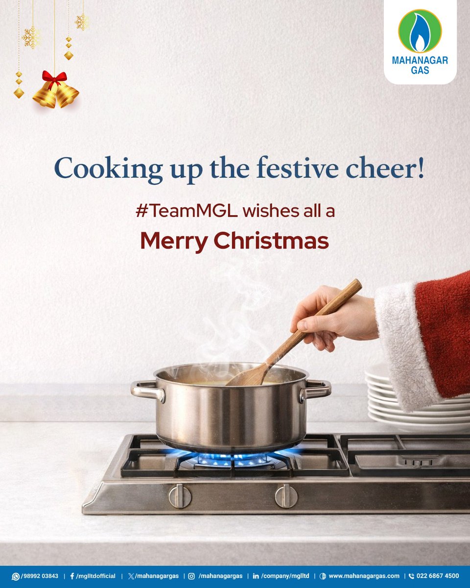 mahanagargas's tweet image. #MerryChristmas

This Christmas, we celebrate the moments that matter, warmth in our homes, joy around the table and togetherness that lights up the season!

At Mahanagar Gas Limited, we are proud to power such moments safely, reliably and sustainably, every day!
#CookWithMGL