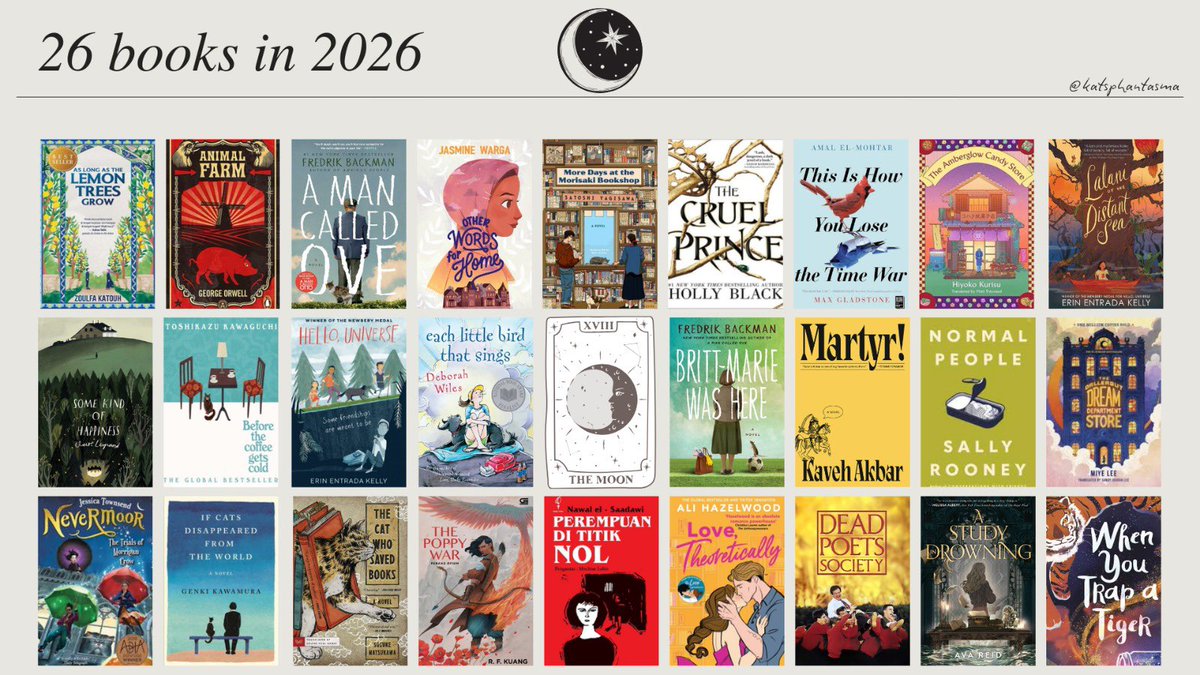 lorelae's tweet image. here’s my plan for 26 books in 2026! 🌟 #booktwt