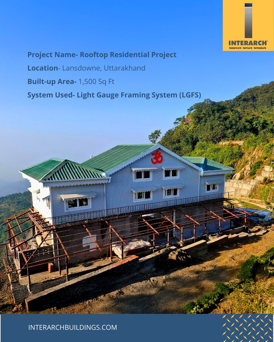 InterarchPEB's tweet photo. #Engineering #hillyterrains with balance. This #rooftopproject in Lansdowne shows how #Interarch enables safe, #efficientandsustainableconstruction—where nature and #development coexist.
#InterarchBuildingSolutions #LightGaugeSteel #StructuralEngineering #LGSF https://t.co/aonzyL7JIC
