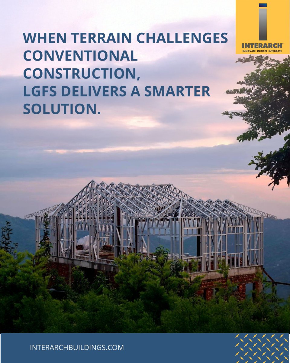 InterarchPEB's tweet photo. #Engineering #hillyterrains with balance. This #rooftopproject in Lansdowne shows how #Interarch enables safe, #efficientandsustainableconstruction—where nature and #development coexist.
#InterarchBuildingSolutions #LightGaugeSteel #StructuralEngineering #LGSF https://t.co/aonzyL7JIC