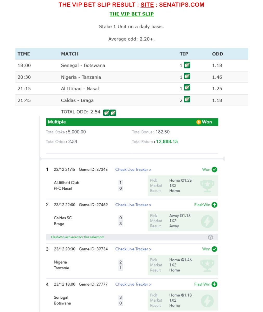 SenaTipscom's tweet image. Job well done 🙏🏼🙏🏼

➡️VIP Odd: 2.54✅✅

To join VIP visit : SenaTips.com/joinvip