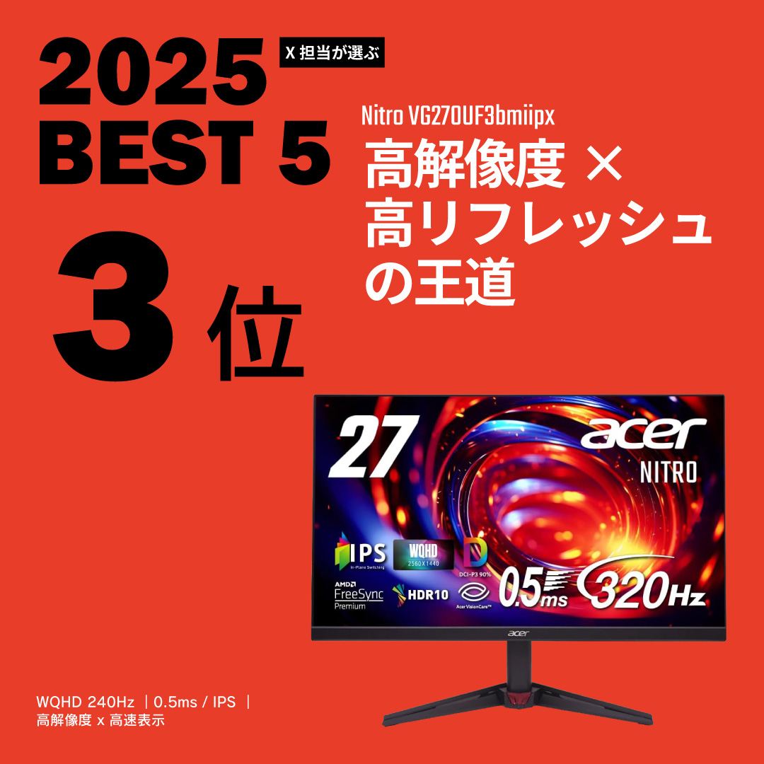 中の人が選ぶ2025年 ベストゲーミングモニター 第4位！ Nitro