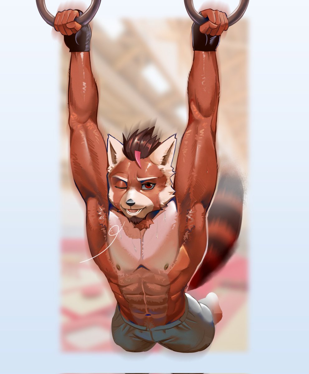 greenteh_draws's tweet image. Red panda gymnast~
.
.
Comm for @TeddyWynton