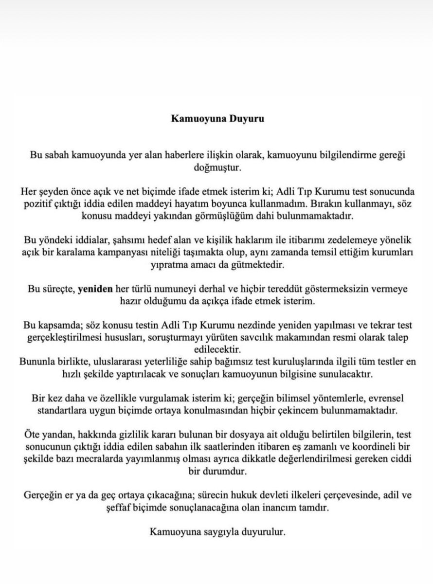 Kamuoyuna saygılarımızla…